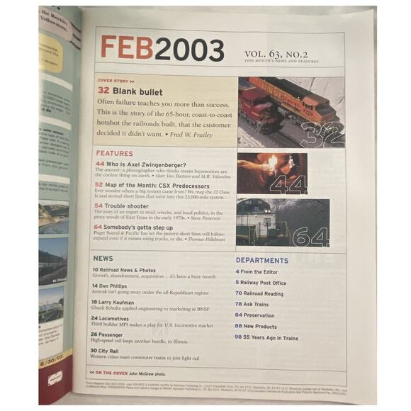 Vtg Lot 4 Trains Jan Feb Mar Apr 2003 Magazine Railroad Freight Yard Collect - Picture 6 of 11